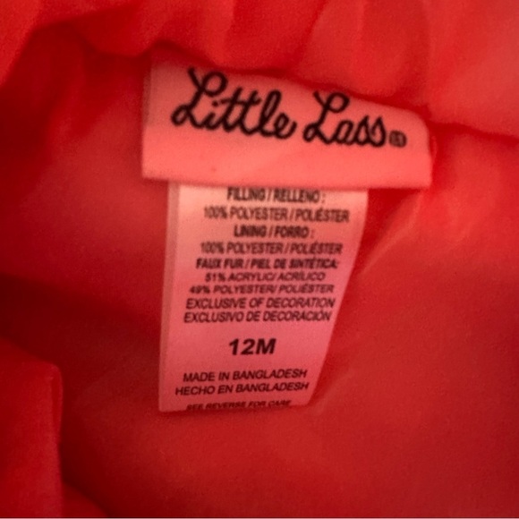 Little Lass Coral Unicorn Puffer Vest with Faux Fur - Picture 4 of 4